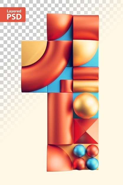 3d abstract geometric numbers