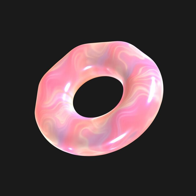 3d Abstract glossy pink donut circle shape