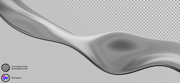 3d abstract liquid chrome metal ribbon wave line render silver fluid flow curve shape with steel aluminum or platinum texture mercury melt gray glossy tape y2k design element