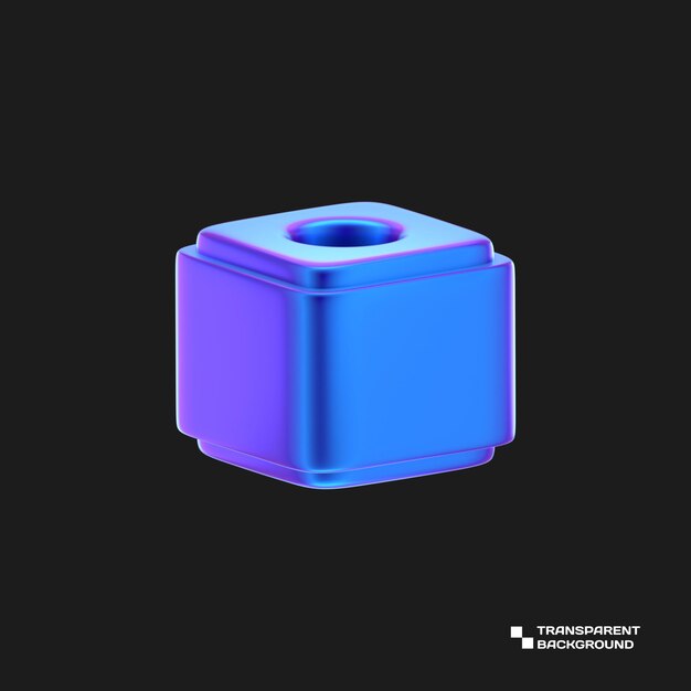 PSD 3d abstract purple metal object render