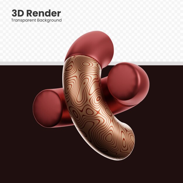 3d Abstract Shape Illustration Isolated with Glossy Effect Color Texture