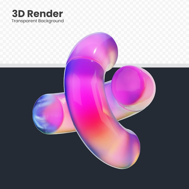 3d Abstract Shape Illustration with Iridescent Color Isolated Geometric Shapes for Decoration