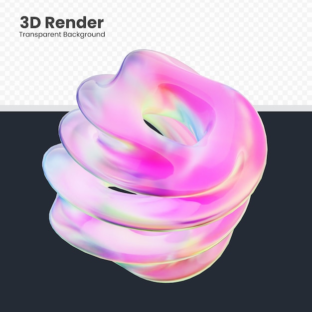 3d abstract shape illustration with iridescent color isolated geometric shapes for decoration