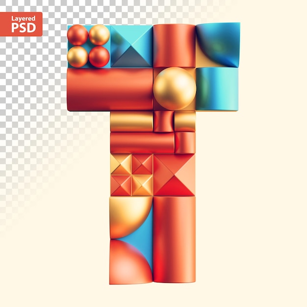 3d abstracte geometrische letter