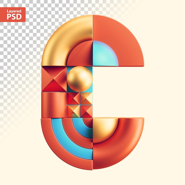 3d abstrakcyjna litera geometryczna