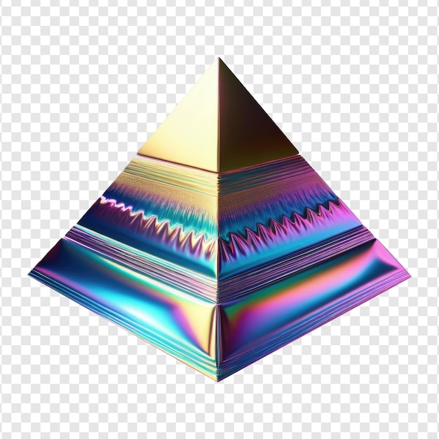 3d Abstrakcyjny Kształt Piramidy Z Holograficznymi Kolorami Gradientu Na Przezroczystym Tle