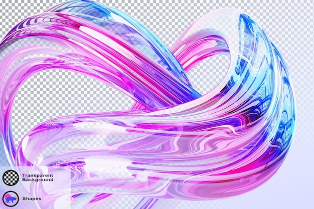 3D abstrakt flytende glass gjennomskinnelig båndbølge med spiralvirveleffekt rendering Regnbuevæskestrømningskurveform med lyse fargerike holografiske gradienter Kreativt bakgrunnsbilde