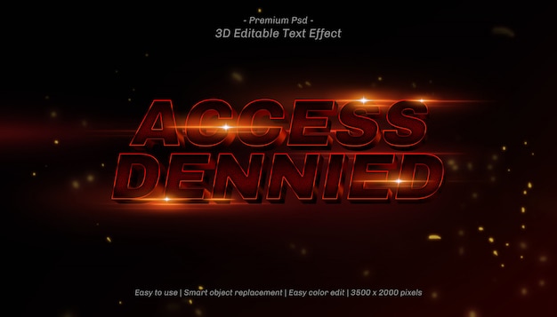 PSD 3d access dennied editable text effect