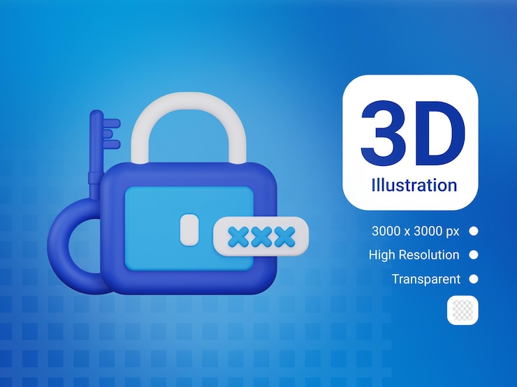 PSD 3d значок пароля доступа