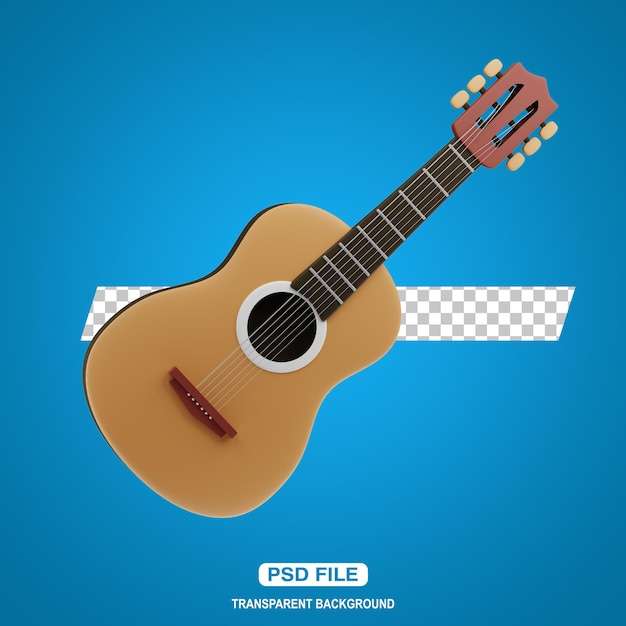 PSD 3dアコースティックギターのイラストjpg