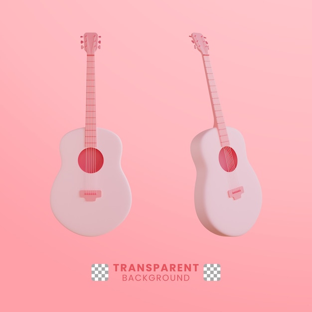 3d acoustic guitar with pink color