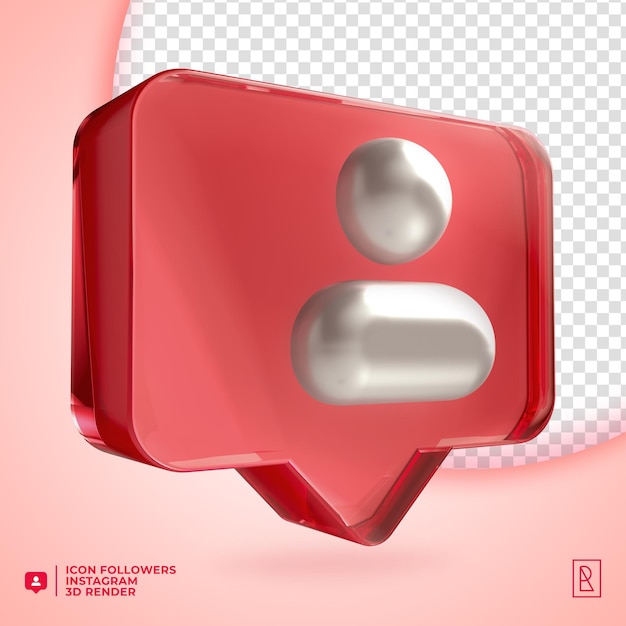 PSD 3d acylic followers instagram icon isolated