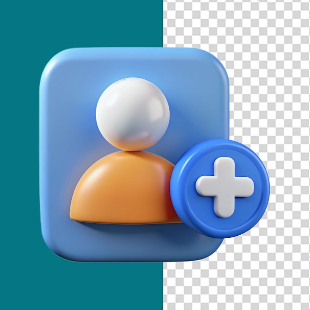 PSD a 3d add user icon on transparent background