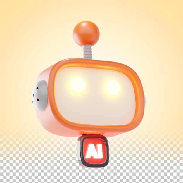 3D Advanced Futuristic Robot Icon with Smart Artificial Intelligence Technology Features