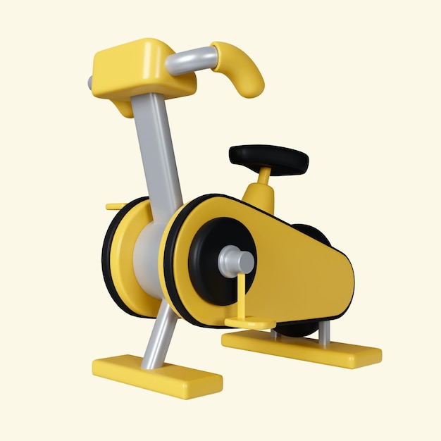 3d aerobic cardio exercise stationary bicycle 3d rendering illustration clipping path