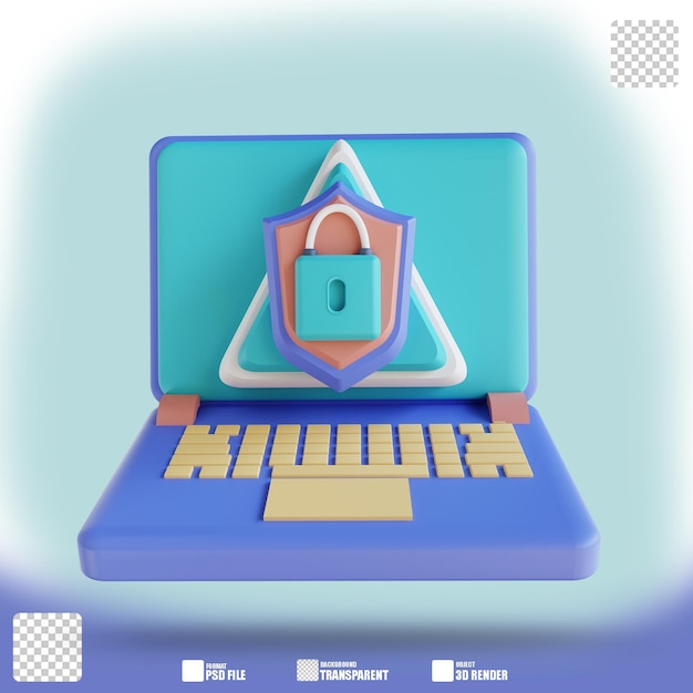 3d-afbeelding beschermt laptopbeveiliging