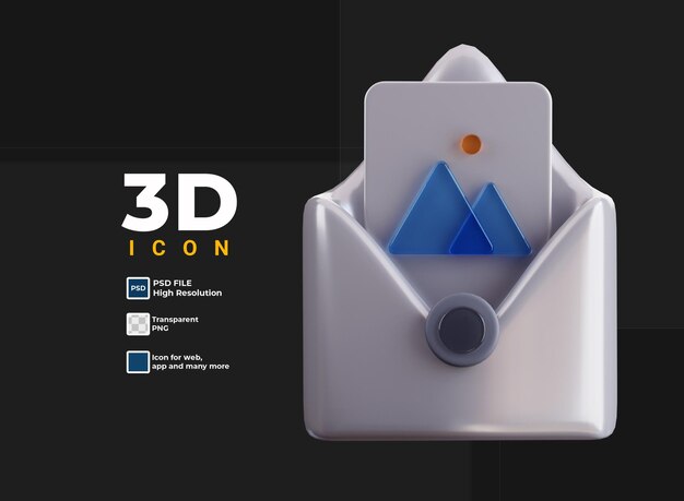 PSD 3d-afbeelding e-mailpictogram