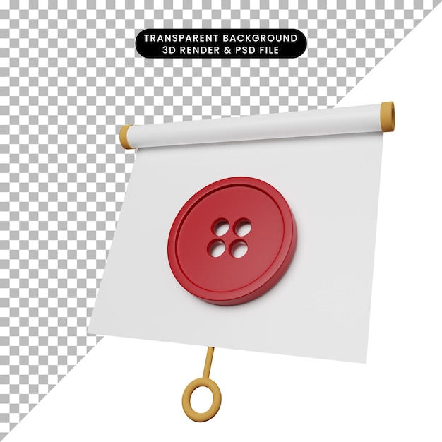 3d-afbeelding van een eenvoudig objectpresentatiebord, licht gekanteld aanzicht met knop