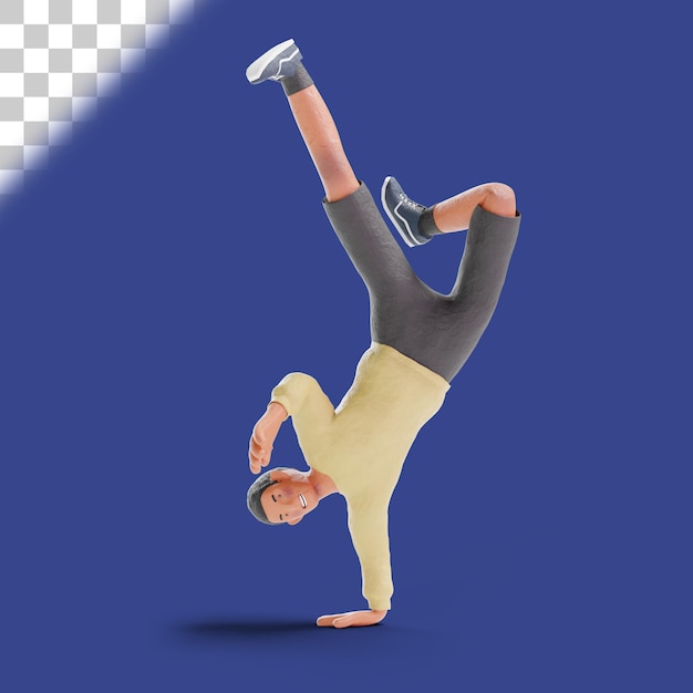 PSD 3d african american teenager boy dancing illustration