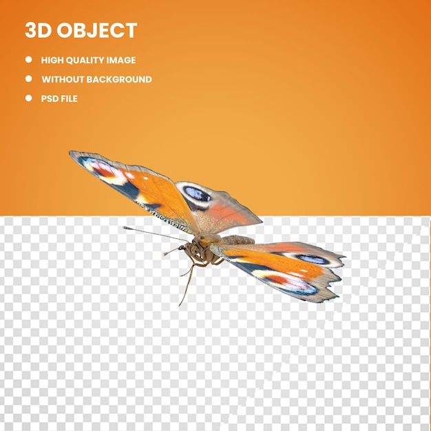 3d aglais io бабочка сидит в позе с мехом