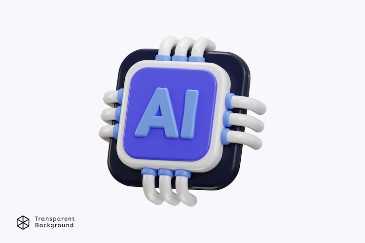 PSD 3d ai chip icoon voor kunstmatige intelligentie icoon 3d rendering vector illustratie