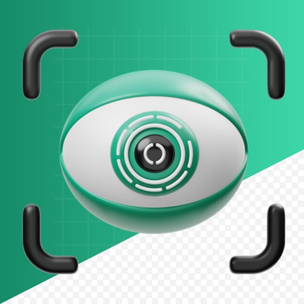 PSD 3d ai eye recognition 3d ai artificial intelligence icon pack