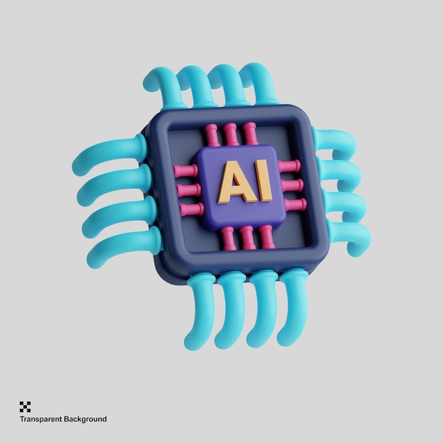 PSD 3d ai microchip icon