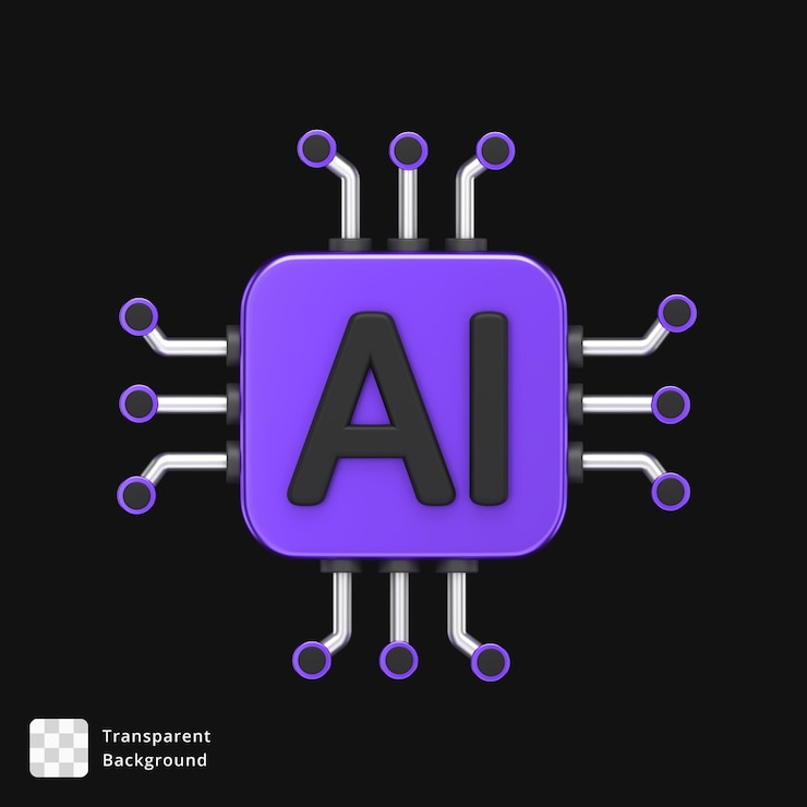 PSD 3d ai プロセッサチップのイラスト