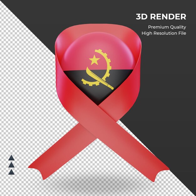 PSD 3d aids day bandiera dell'angola rendering vista frontale