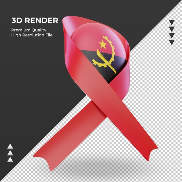 PSD 3d aids day bandiera dell'angola rendering vista a sinistra