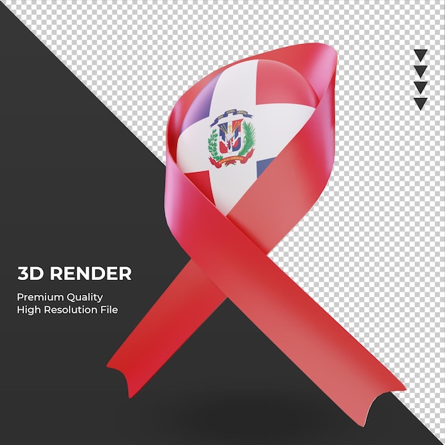 PSD 3dエイズデードミニカ共和国の国旗レンダリング右ビュー