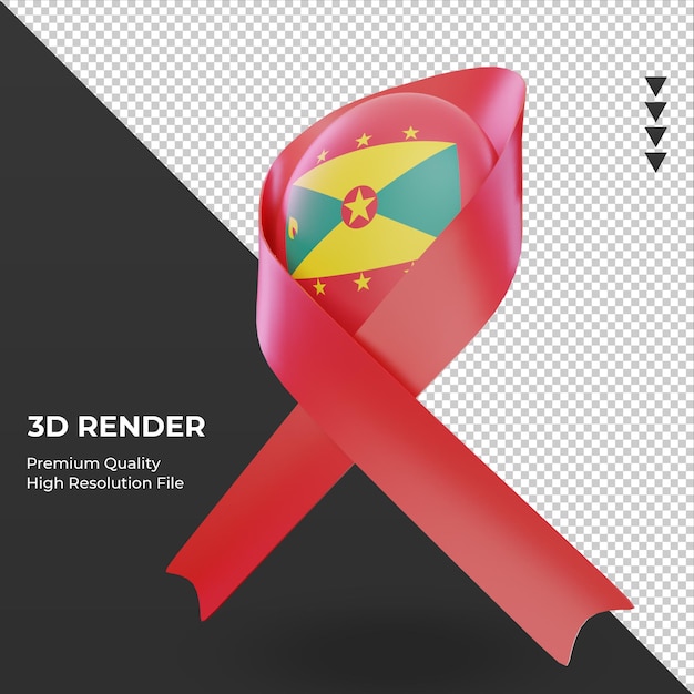 3d aids day bandiera di grenada rendering vista a destra