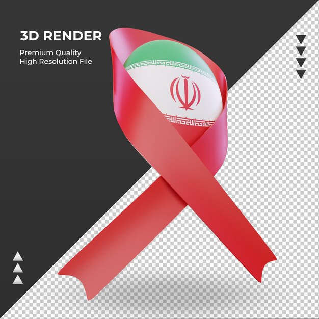 3d aids day bandiera iraniana rendering vista a sinistra