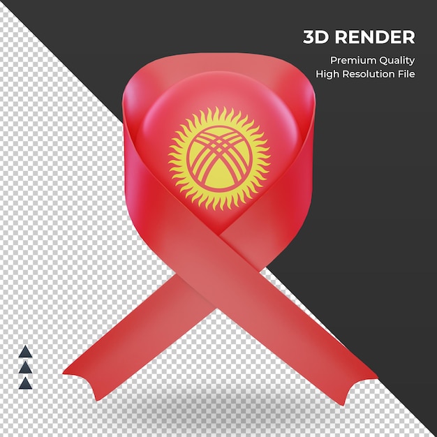 3d aids day bandiera del kirghizistan rendering vista frontale