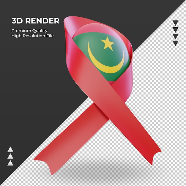 3d aids day mauritania flag rendering left view