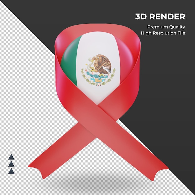 3d aids day bandiera messicana rendering vista frontale