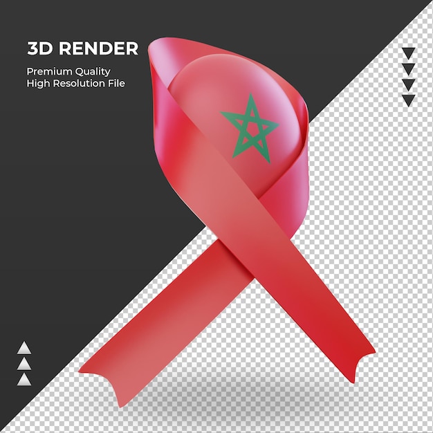 PSD 3dエイズデーモロッコ国旗レンダリング左側面図