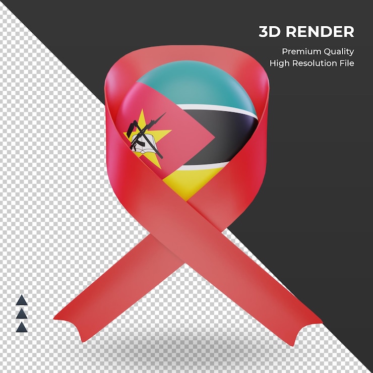 PSD 3d aids day mozambique flag rendering front view