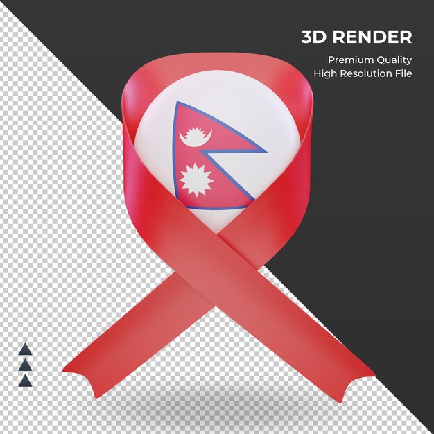 3d aids day nepal flag rendering front view