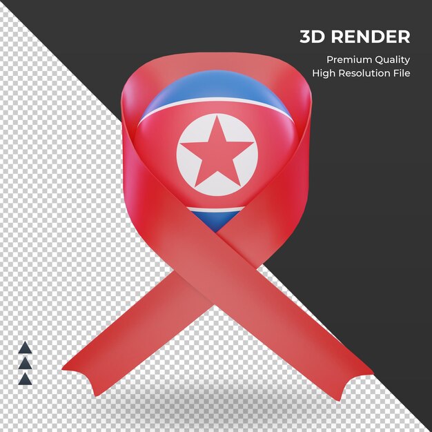 3d aids day north korea flag rendering front view