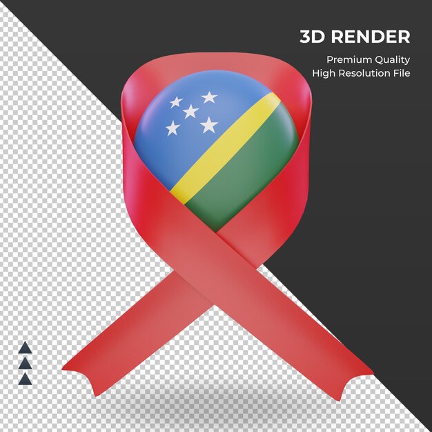 PSD 3d aids day bandiera delle isole salomone rendering vista frontale