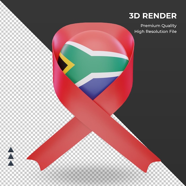 PSD 3d aids day bandiera sudafrica rendering vista frontale