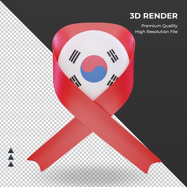 PSD 3d aids day south korea flag rendering front view