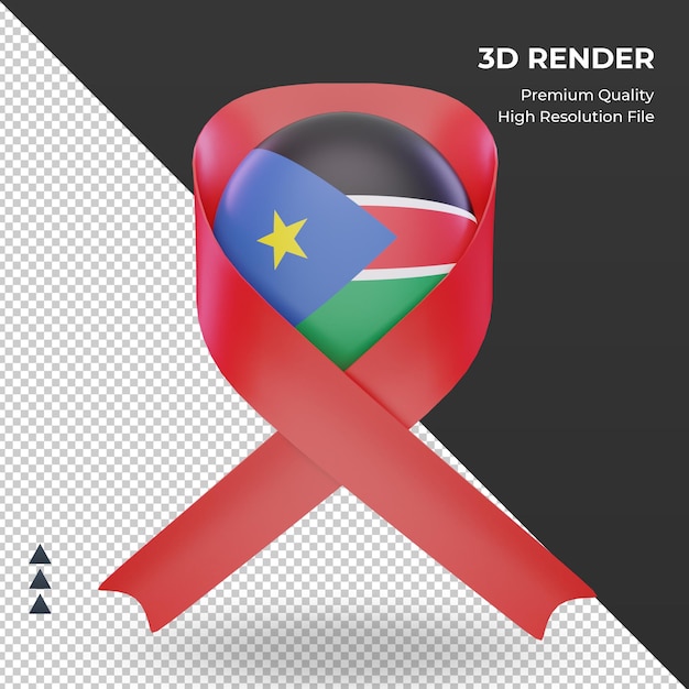 3d aids day bandiera del sud sudan rendering vista frontale