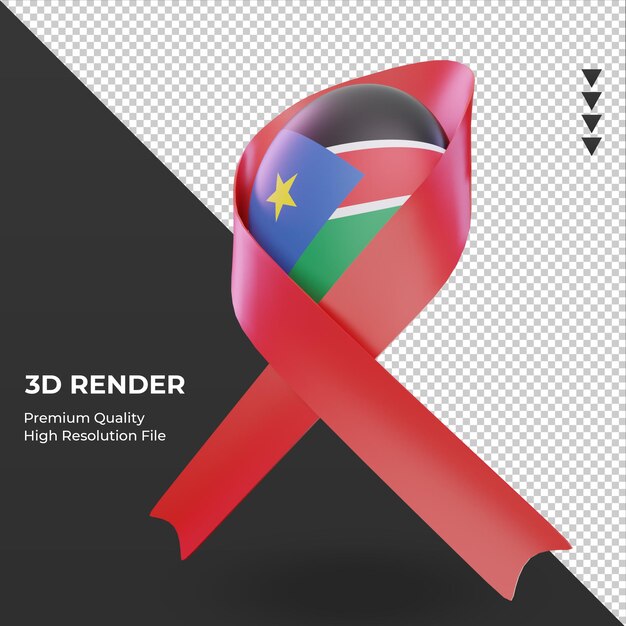 3d giorno dell'aids bandiera del sud sudan rendering vista a destra