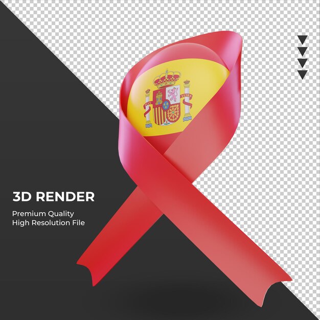 PSD 3d aids day spain flag rendering right view