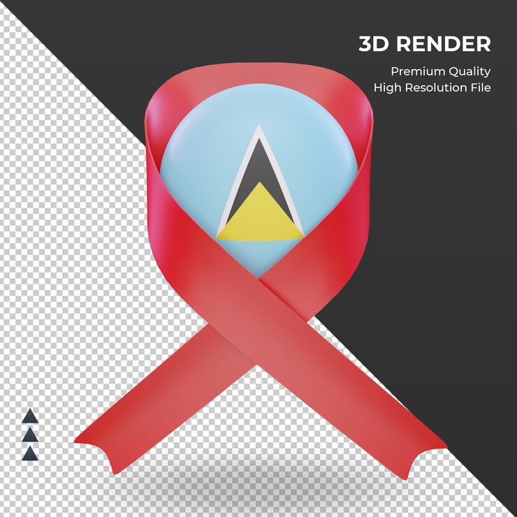 PSD 3d aids day st lucia flag rendering front view