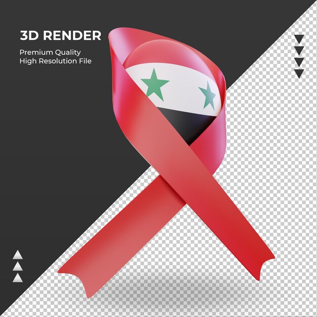 3d 에이즈의 날 시리아 국기 렌더링 왼쪽 보기