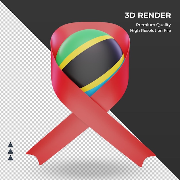 PSD 3d aids day tanzania flag rendering front view