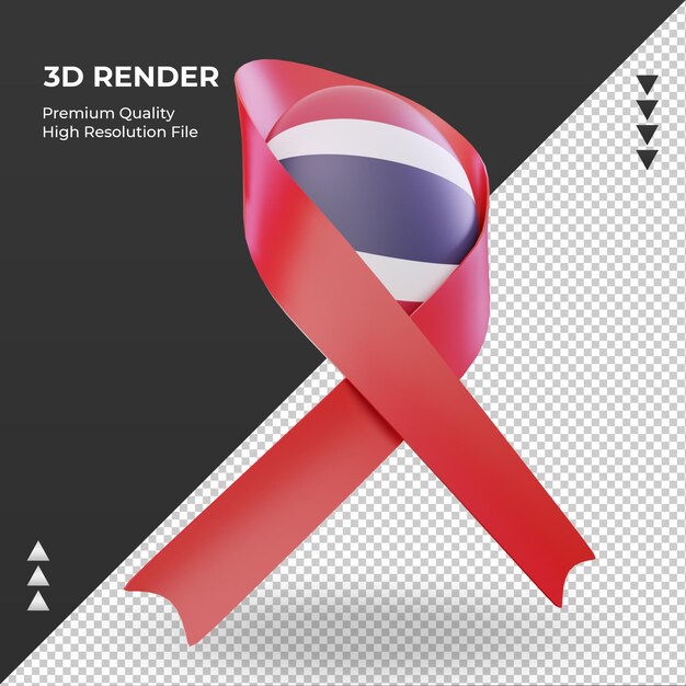 PSD 3d aids day thailand flag rendering left view
